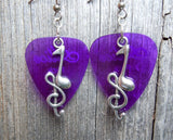 Note and Clef Guitar Pick Earrings - Pick Your Color