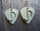 CLEARANCE Heart Music Note Charm Guitar Pick Earrings - Pick Your Color