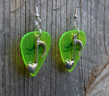 CLEARANCE Heart Music Note Charm Guitar Pick Earrings - Pick Your Color