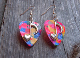 CLEARANCE Heart Music Note Charm Guitar Pick Earrings - Pick Your Color