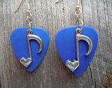 CLEARANCE Heart Music Note Charm Guitar Pick Earrings - Pick Your Color