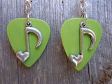 CLEARANCE Heart Music Note Charm Guitar Pick Earrings - Pick Your Color