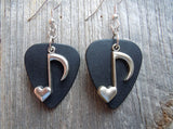 CLEARANCE Heart Music Note Charm Guitar Pick Earrings - Pick Your Color