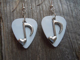 CLEARANCE Heart Music Note Charm Guitar Pick Earrings - Pick Your Color