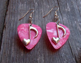 CLEARANCE Heart Music Note Charm Guitar Pick Earrings - Pick Your Color