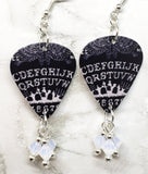 Ouija Board Guitar Pick Earrings with Opal Swarovski Crystal Dangles