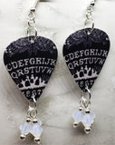 Ouija Board Guitar Pick Earrings with Opal Swarovski Crystal Dangles