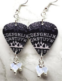 Ouija Board Guitar Pick Earrings with Opal Swarovski Crystal Dangles