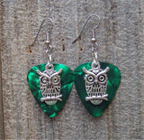 CLEARANCE Owl Charm Guitar Pick Earrings - Pick Your Color