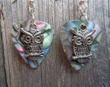 CLEARANCE Owl Charm Guitar Pick Earrings - Pick Your Color