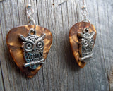 CLEARANCE Owl Charm Guitar Pick Earrings - Pick Your Color