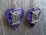 CLEARANCE Owl Charm Guitar Pick Earrings - Pick Your Color