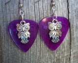 Owl Charm Guitar Pick Earrings - Pick Your Color