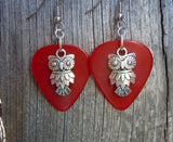 Owl Charm Guitar Pick Earrings - Pick Your Color