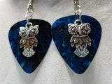 Owl Charm Guitar Pick Earrings - Pick Your Color