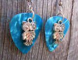 Owl Charm Guitar Pick Earrings - Pick Your Color