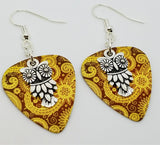Owl Charm Guitar Pick Earrings - Pick Your Color