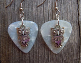 Owl Charm Guitar Pick Earrings - Pick Your Color