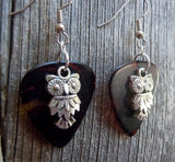 Owl Charm Guitar Pick Earrings - Pick Your Color