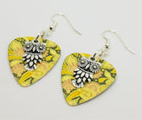 Owl Charm Guitar Pick Earrings - Pick Your Color