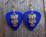 Owl Charm Guitar Pick Earrings - Pick Your Color