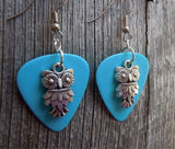 Owl Charm Guitar Pick Earrings - Pick Your Color