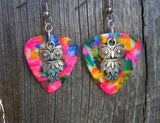 Owl Charm Guitar Pick Earrings - Pick Your Color