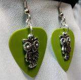 Owl Charm Guitar Pick Earrings - Pick Your Color