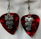 Owl Charm Guitar Pick Earrings - Pick Your Color