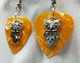 Owl Charm Guitar Pick Earrings - Pick Your Color
