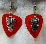 Owl Charm Guitar Pick Earrings - Pick Your Color