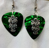 Owl Charm Guitar Pick Earrings - Pick Your Color