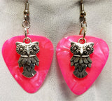 Owl Charm Guitar Pick Earrings - Pick Your Color
