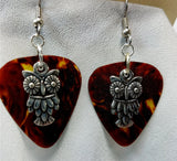 Owl Charm Guitar Pick Earrings - Pick Your Color
