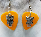 Owl Charm Guitar Pick Earrings - Pick Your Color