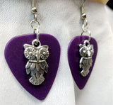 Owl Charm Guitar Pick Earrings - Pick Your Color