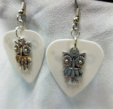 Owl Charm Guitar Pick Earrings - Pick Your Color