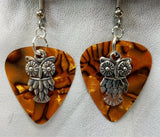 Owl Charm Guitar Pick Earrings - Pick Your Color