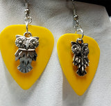 Owl Charm Guitar Pick Earrings - Pick Your Color