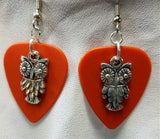 Owl Charm Guitar Pick Earrings - Pick Your Color
