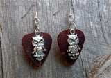 CLEARANCE Owl On Branch Perch Guitar Pick Earrings - Pick Your Color