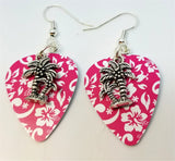 CLEARANCE Palm Tree Charm Guitar Pick Earrings - Pick Your Color
