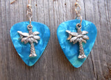 CLEARANCE Palm Tree Charm Guitar Pick Earrings - Pick Your Color