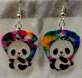 CLEARANCE Panda Bear Sitting Up Charm Guitar Pick Earrings - Pick Your Color