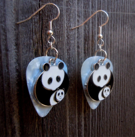 CLEARANCE Panda Bear and Baby Charm Guitar Pick Earrings - Pick Your Color