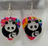 CLEARANCE Panda Bear and Baby Charm Guitar Pick Earrings - Pick Your Color