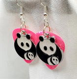 CLEARANCE Panda Bear and Baby Charm Guitar Pick Earrings - Pick Your Color