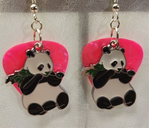 CLEARANCE Panda Bear Eating Bamboo Charm Guitar Pick Earrings - Pick Your Color