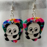 CLEARANCE Panda Bear Charm Guitar Pick Earrings - Pick Your Color