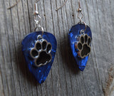 CLEARANCE Black Paw Print Charm Guitar Pick Earrings - Pick Your Color